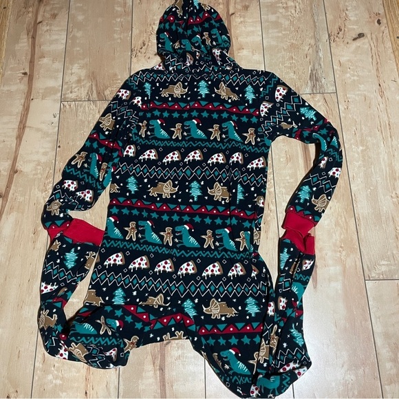 Cat & Jack, Christmas union suit w/hood, boys size large, navy multi colors - Picture 4 of 6